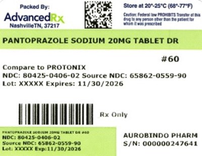 Pantoprazole Sodium 20mg DR #60 - Pantoprazole Sodium DR 20mg 80425 0406 02